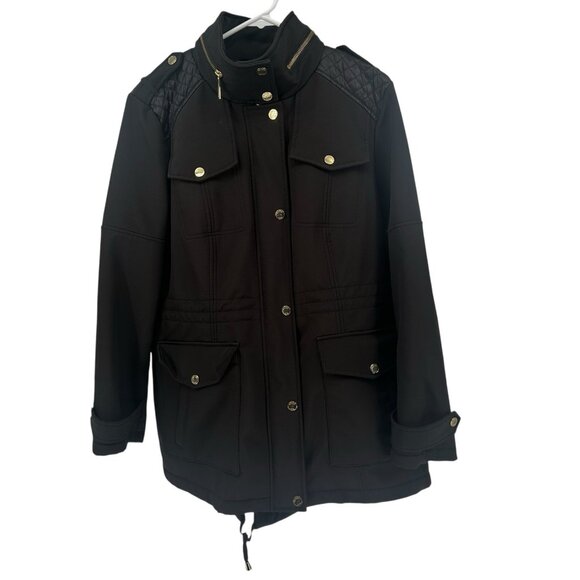 Michael Kors Jackets & Blazers - Michael Michael Kors Jacket Size XL Black Full Hidden Zipper Button Quilted Coat